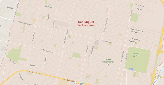 Map of San Miguel de Tucuman Argentina