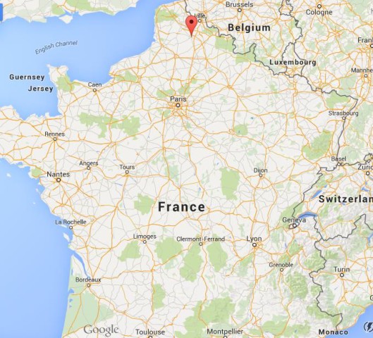 location Arras on map of France