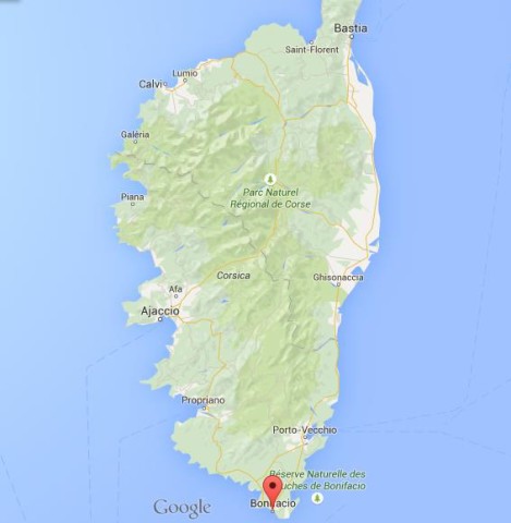 location Bonifacio on map Corsica