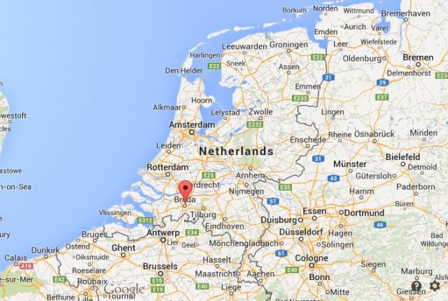 location Breda on map Netherlands