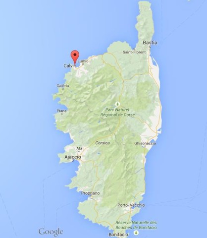 location Calvi on map of Corsica