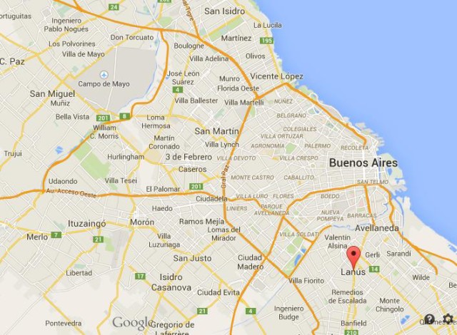 location Lanus on map of Buenos Aires