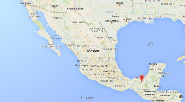 location Palenque on map of Mexico