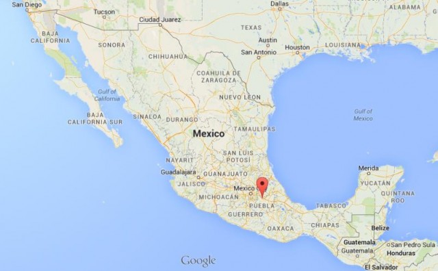 location Puebla on map Mexico