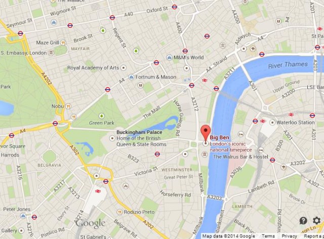 Where is Big Ben on Map of London
