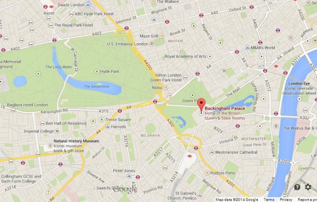 Where is Buckingham Palace on Map of London