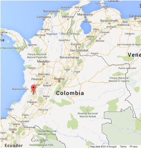 location Cali on Map of Colombia