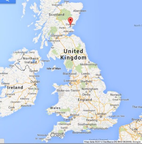 location Dundee on Map of UK