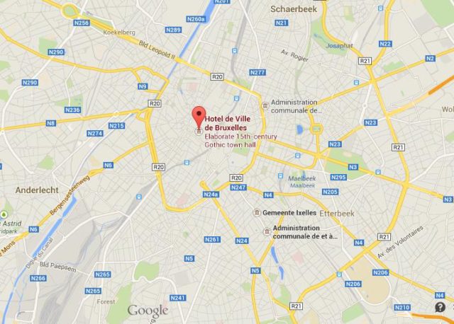 Where is Hotel de Ville on map Brussels