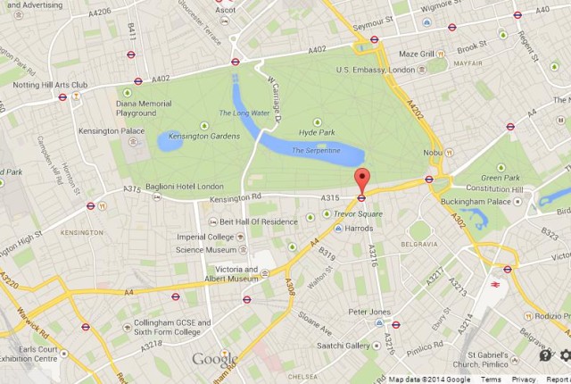 Where is Knightsbridge on Map of London