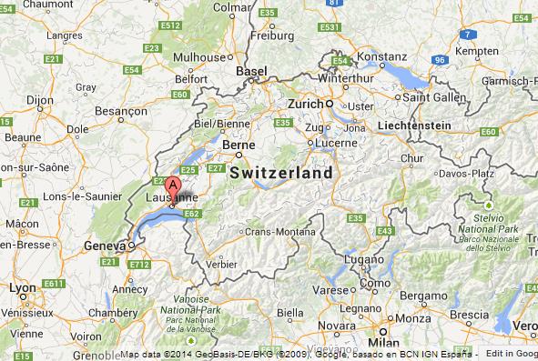 location Lausanne on Map of Switzerland