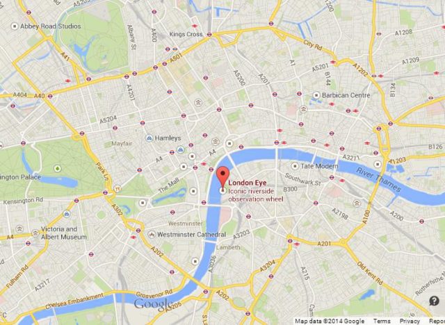 Where is London Eye on Map of London
