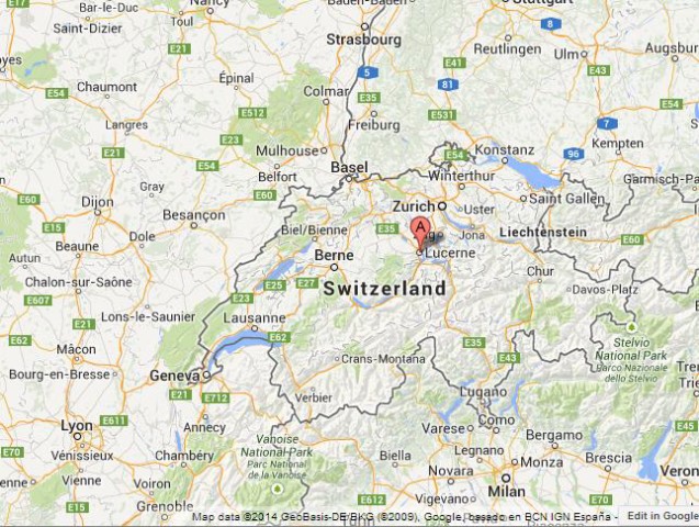 location Lucerne on Map of Switzerland