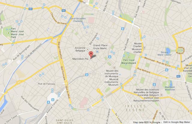 Where is Manneken Pis on Map of Brussels