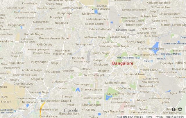 Map of Bangalore India