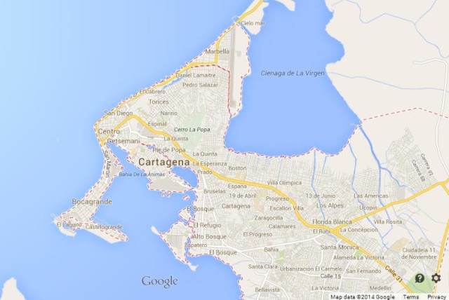 Map of Cartagena de las Indias Colombia