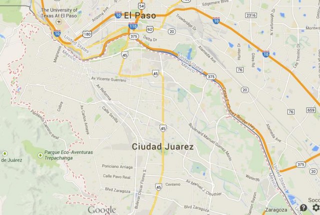 Map of Ciudad Juarez Mexico