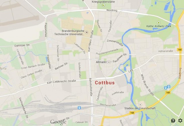Map of Cottbus Germany