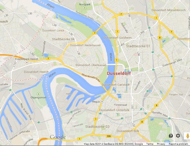 Map of Dusseldorf Germany