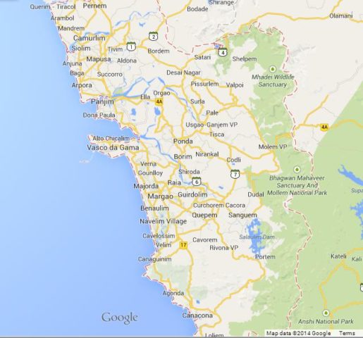 Map of Goa India