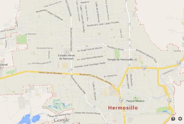 Map of Hermosillo Mexico