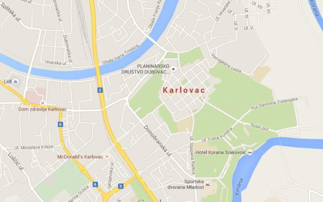Map of Karlovac Croatia