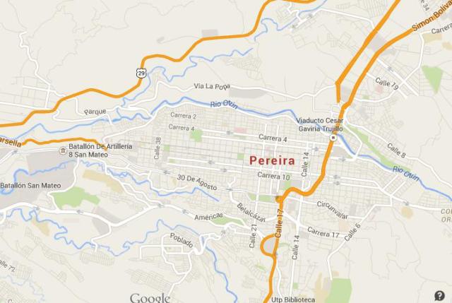 Map of Pereira Colombia