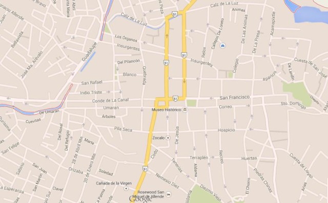 Map of San Miguel de Allende Mexico