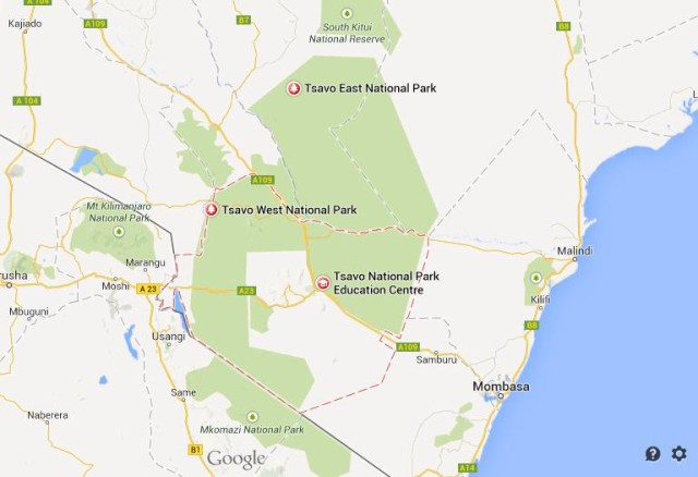 Map of Tsavo National Park Kenya