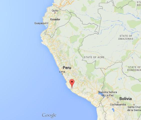 Where Nazca Lines on map of Peru