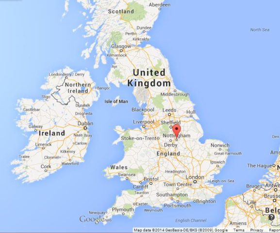 Where is Nottingham on Map of UK