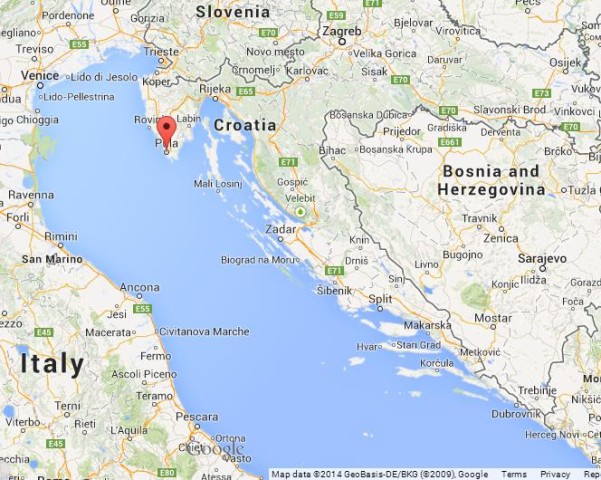 Where is Pula on Map of Croatia