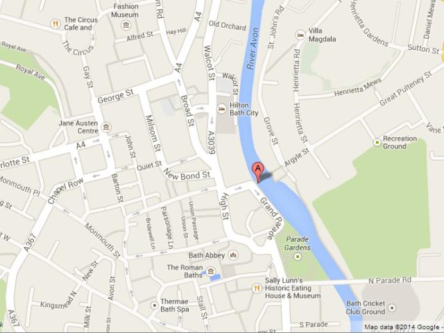 Where is Pulteney Bridge on Map of Bath