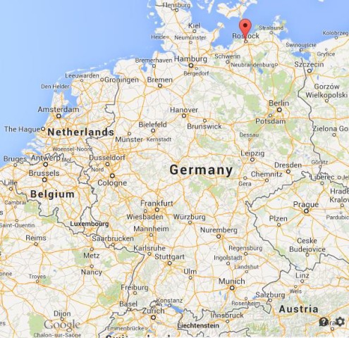 location Rostock on map of Germany