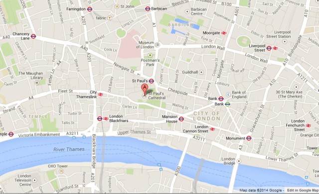 Where is St Paul's Cathedral on Map of London