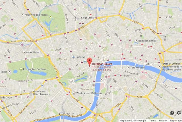 Where is Trafalgar Square on Map of London