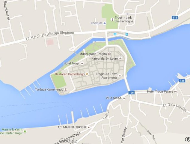 Trogir centre map