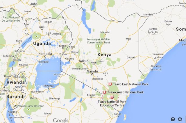 Where is Tsavo National Park on map of Kenya