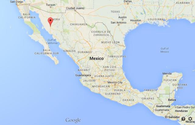 location Hermosillo on map of Mexico