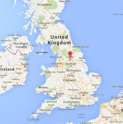 location Leeds on map of UK