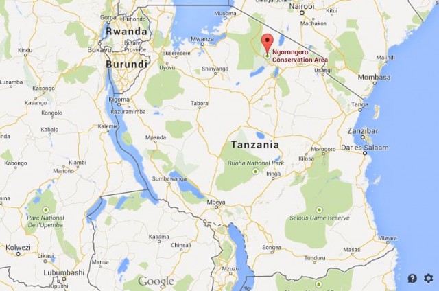 location Ngorongoro on map of Tanzania