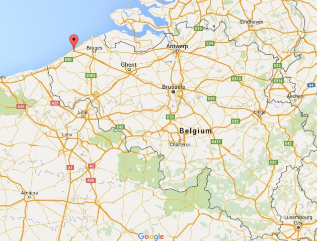 location Oostende on map Belgium