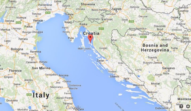 location Rab on map of Croatia