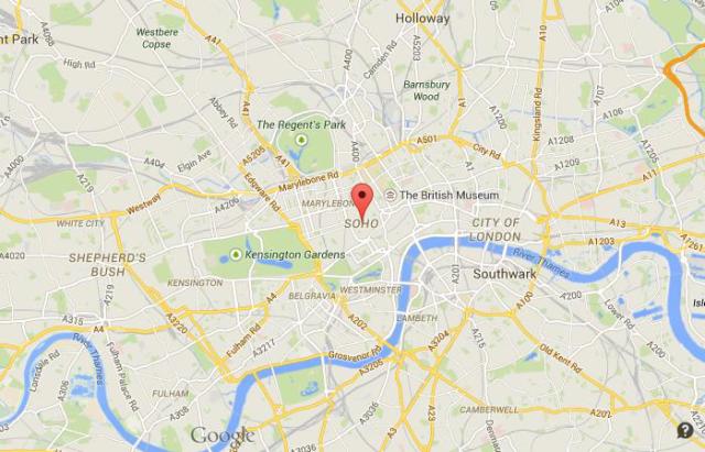 location Soho map London