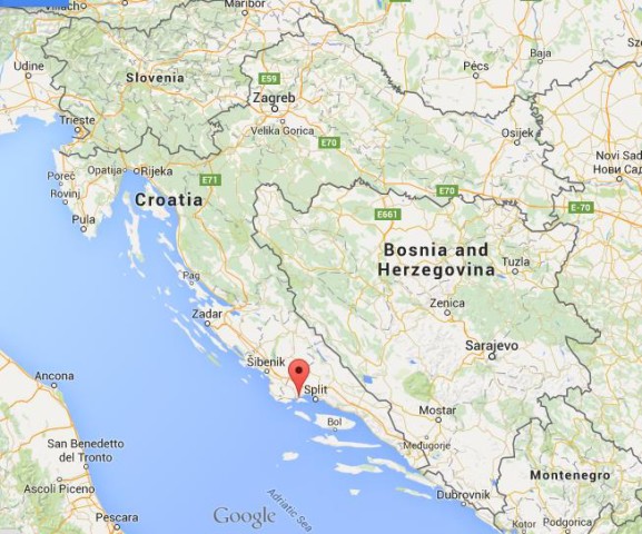 location Trogir on map Croatia