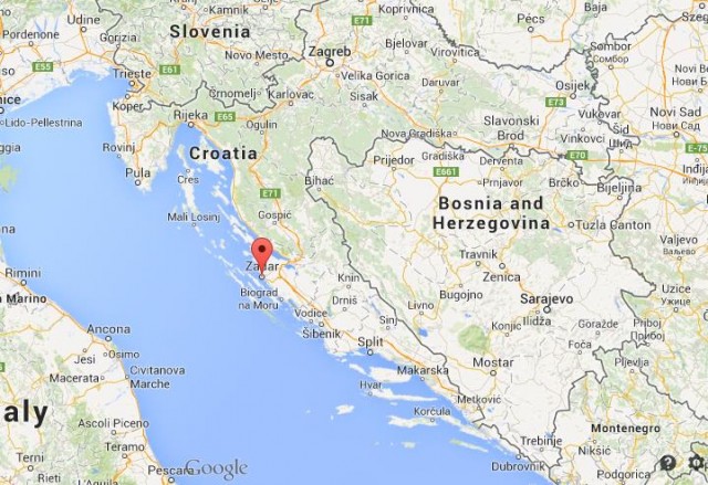 Location of Zadar on map of Croatia