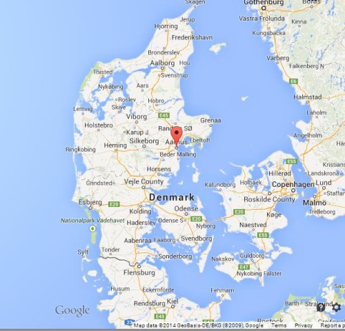 location Aarhus on Map of Denmark