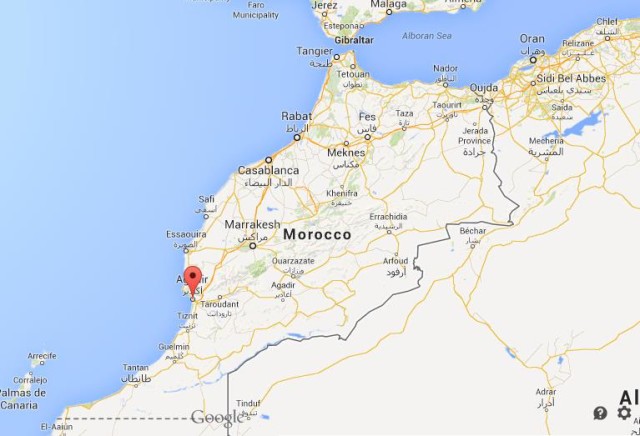 location Agadir on map of Morocco