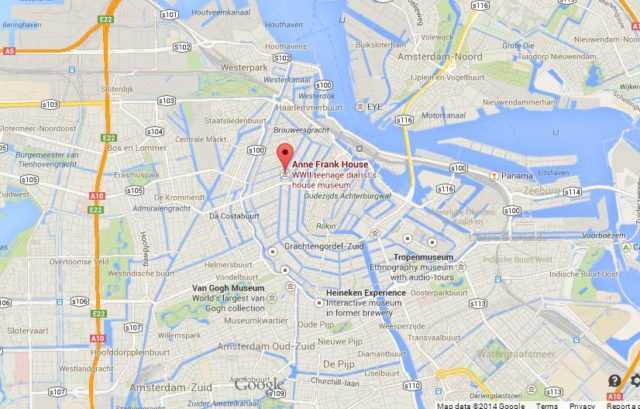 Where is Anne Frank House on Map of Amsterdam