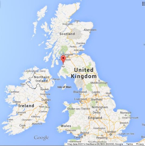location Ayr on Map of Scotland
